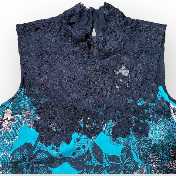 NWT Anthropologie Maeve Butterfly Lace Teal Sleeveless Swing Dress Size Small - Picture 7 of 13